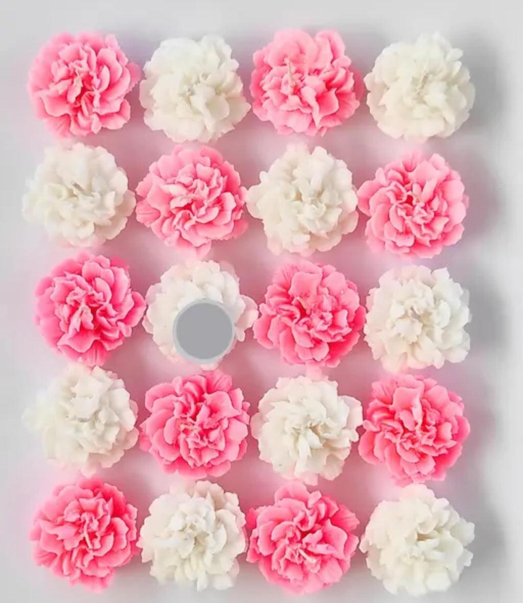 Decorative Flower-Shaped Candles, Pink and White, Set of 8