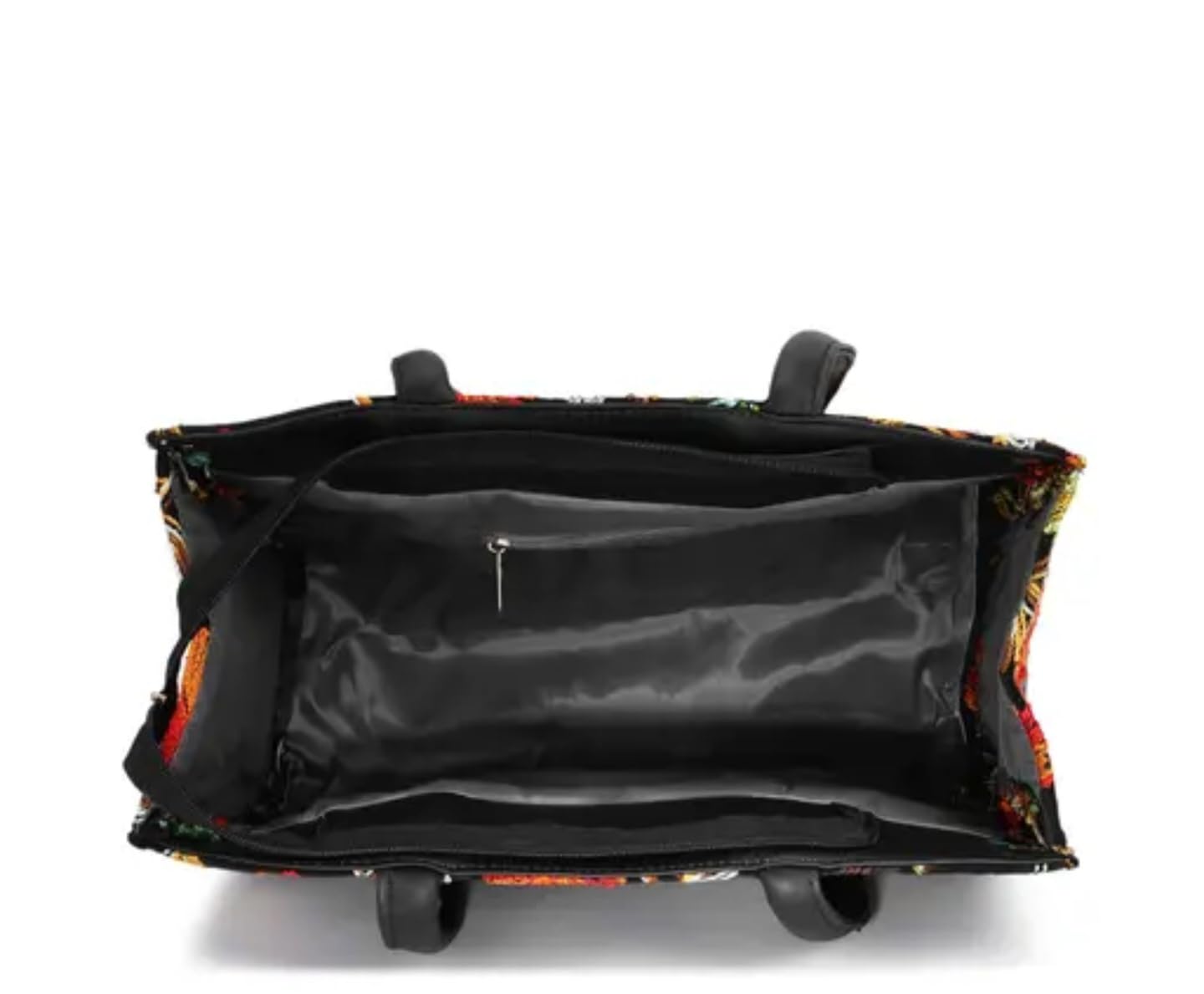 Kashmiri traditional Embroidered Handbag,Floral Embroidered Tote Bag, Black with Orange and Yellow Flowers, Double Handle