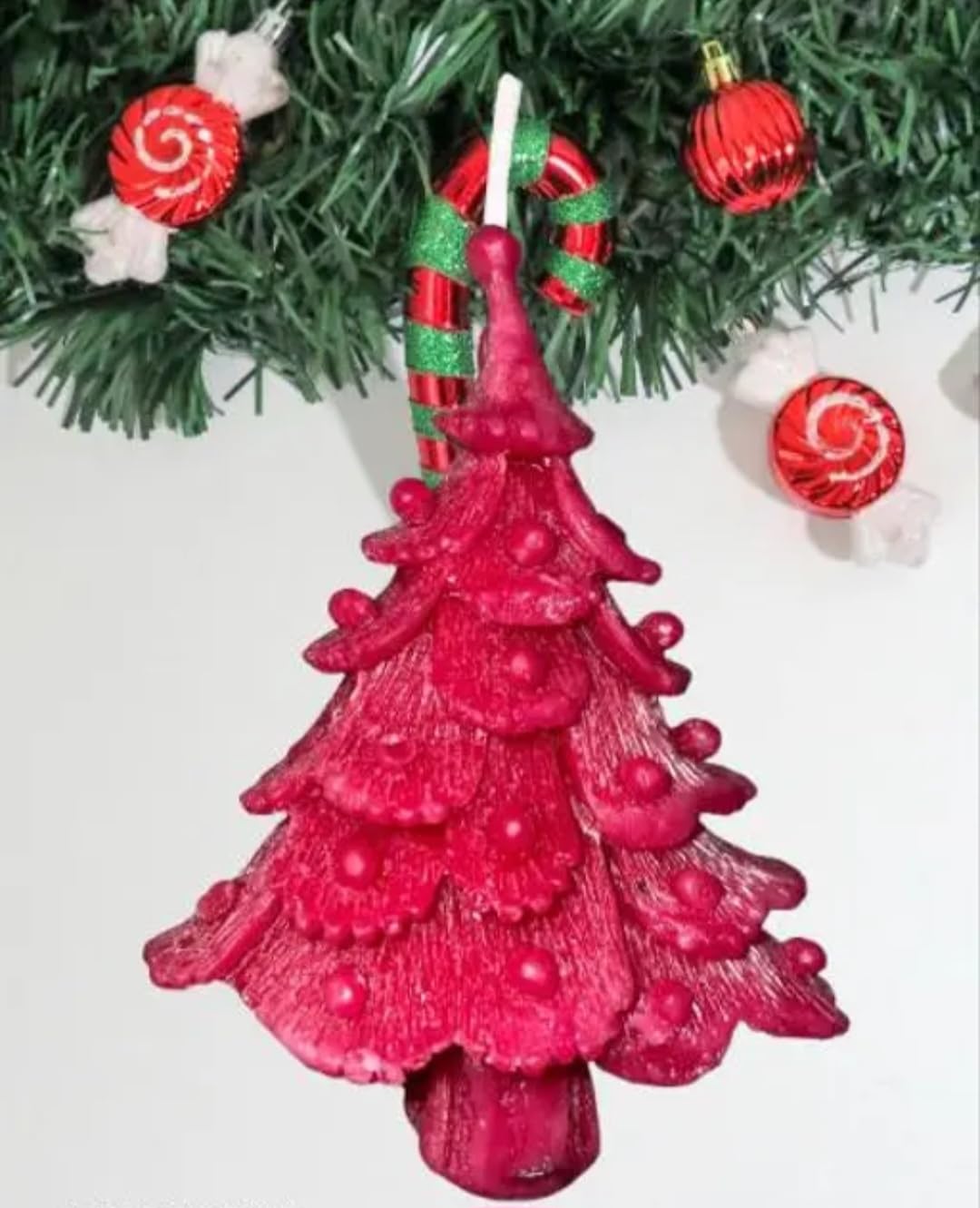 Christmas Tree Candles, Pink, Decorative Holiday Decor, Set of 2