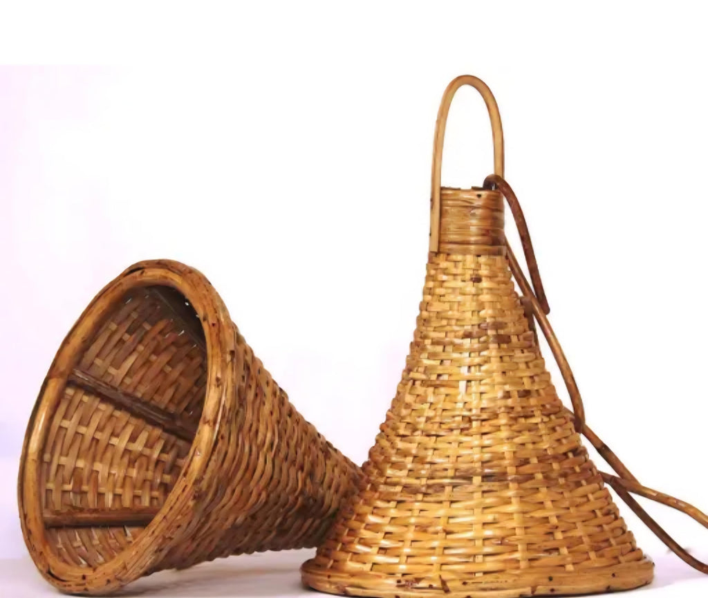 Woven Bamboo Pendant Light, Conical Shade, Warm Ambient Lighting, Asian Style