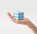 Decorative Bubble Cube Candle, Light Blue, Modern Design