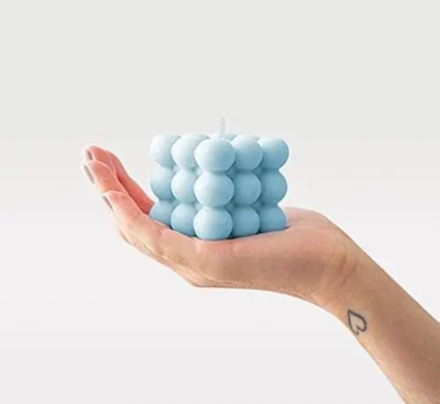 Decorative Bubble Cube Candle, Light Blue, Modern Design