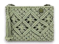 Handmade Macrame Clutch Purse, Bohemian Woven Handbag with Tassel Detail, Beige