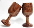 Handcrafted Wooden Wine Goblets, Natural Wood Grain Finish, Set of 2, Rustic Style Drinkware
