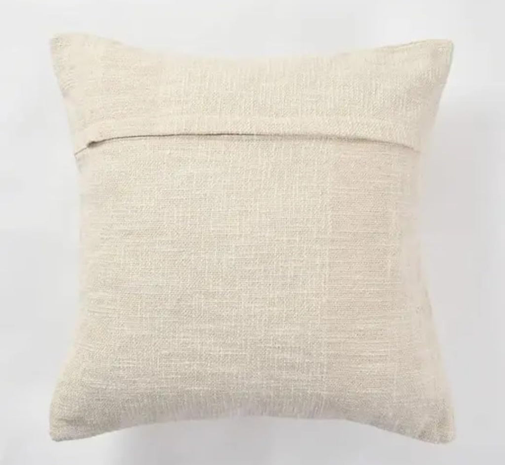 Handmade Decorative Throw Pillow Cover, White with Tufted Diagonal Stripe, Boho Style, Sofa Cushion Cover
