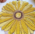 Handcrafted Beaded Yellow Sunflower Placemat, Decorative Glass Beaded Table Mat, Round Floral Design for Home Dining
