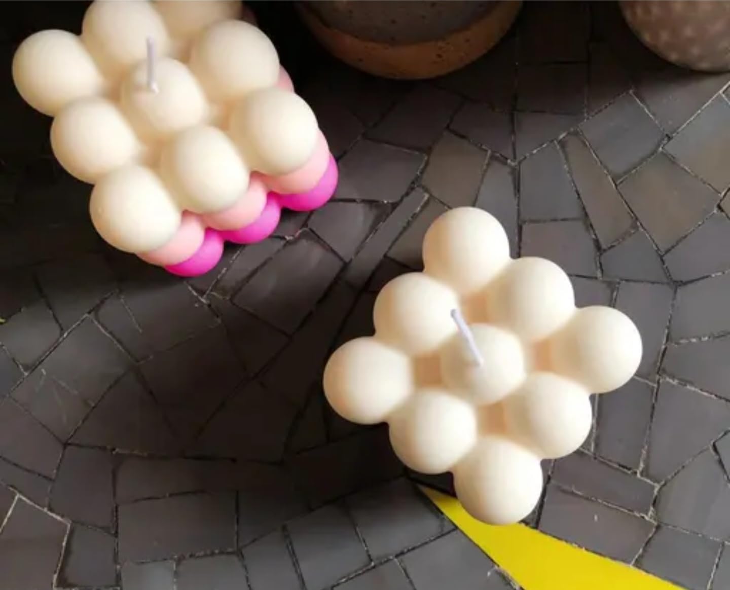 Bubble Cube Decorative Candle, Pink Ombre, Modern Design