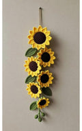 Crochet Sunflower Wall Hanging, Yellow and Green, Handmade Floral Home Decor, Boho Style