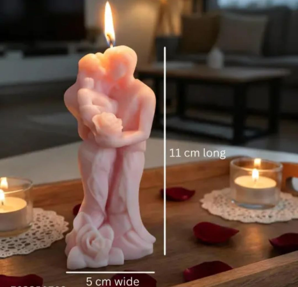 Decorative Couple Sculpture Candles, Pink and Blue, Romantic Figurine Design, Single piece