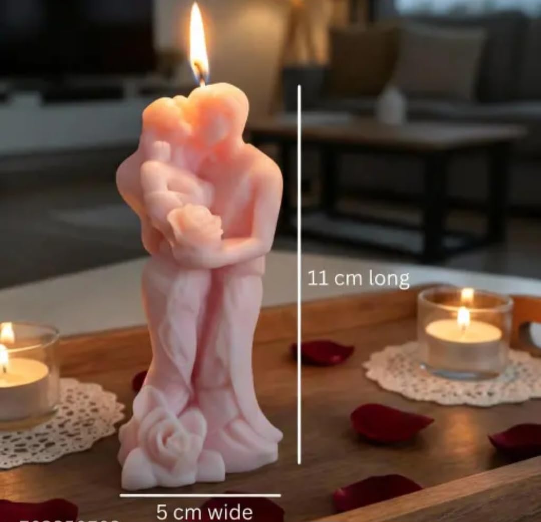 Decorative Couple Sculpture Candles, Pink and Blue, Romantic Figurine Design, Single piece