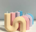 Decorative Wave Design Candles, Pastel Rainbow Colours, Modern Home Decor