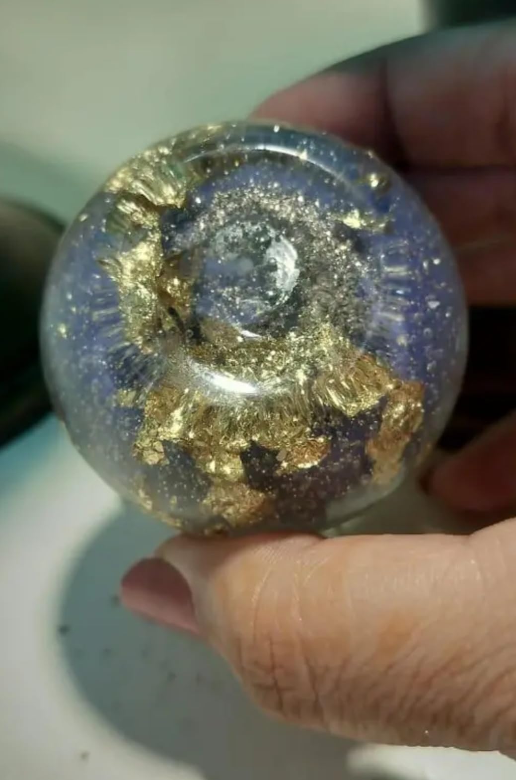 Glass Wax Melt Warmer with Gold Glitter Design, Purple and Gold, Decorative Candle Holder, Round Bowl