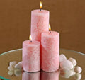 Pink Textured Pillar Candles Set, 3 Decorative Candles, Varying Heights