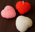 Decorative Heart-Shaped Rose Candles, Set of 3, Pink, Red and White