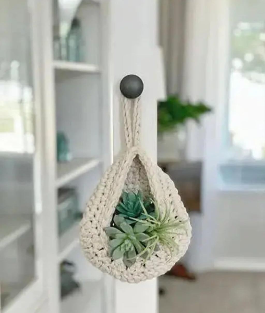 Decorative Crochet Swan Planter Set, White Cotton, Handcrafted Plant Holders, Set of 2