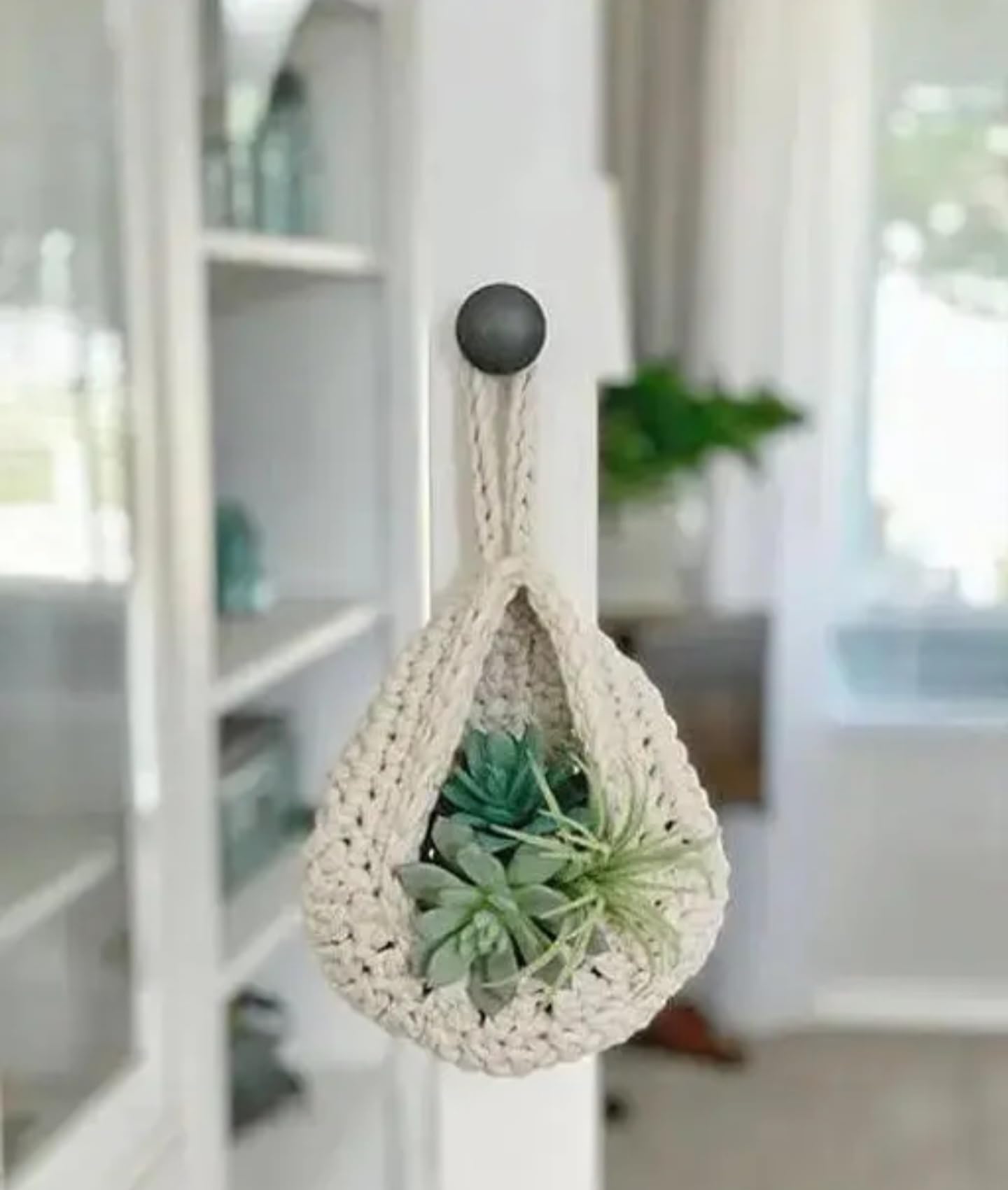Decorative Crochet Swan Planter Set, White Cotton, Handcrafted Plant Holders, Set of 2