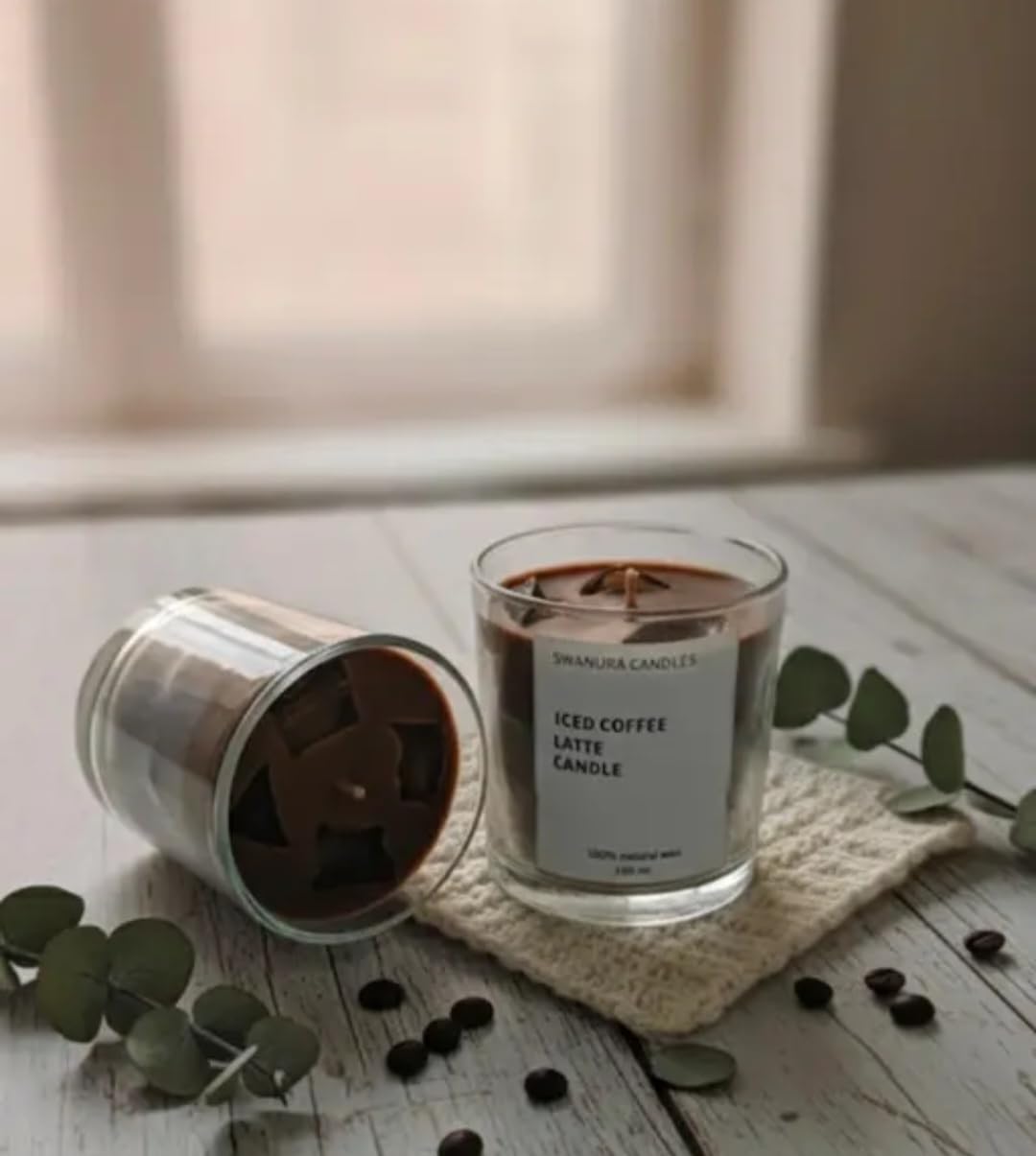 Swanura Candles Iced Coffee Latte Candle, 100% Natural Wax