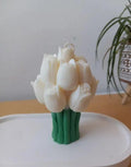 Decorative White Tulip Bouquet Candle, Handcrafted Floral Design