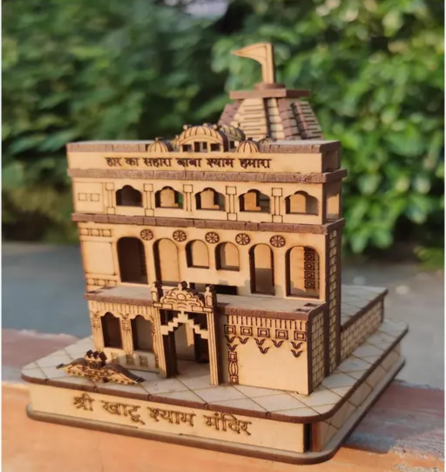 Handcrafted Wooden Temple Model, Traditional Indian Architectural Miniature, Brown, DIY Assembly Kit, Religious Decor, khatu khyam mandir Decorative Piece