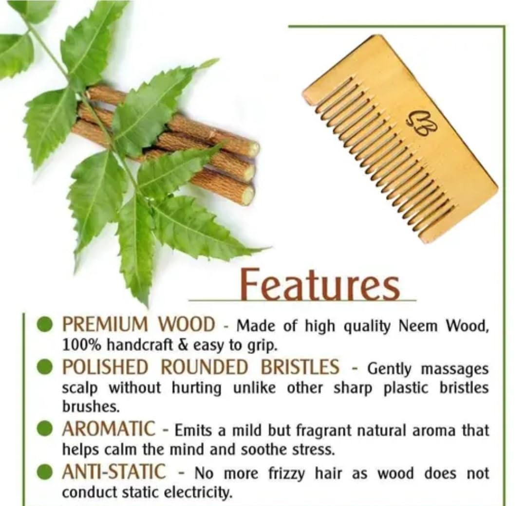 Wooden Hair Combs Set, Natural Bamboo, Multiple Sizes, Anti-Static Styling Tools