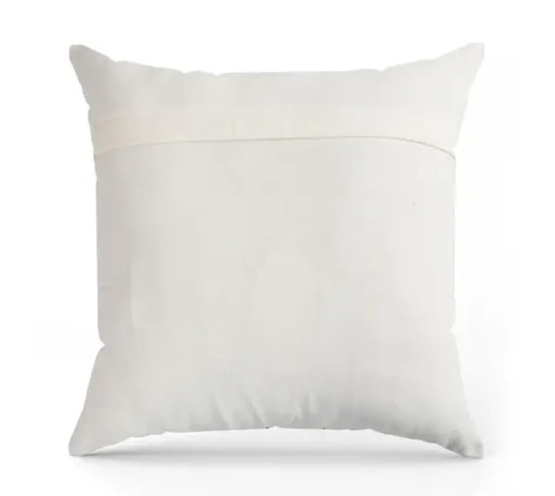 Handcrafted Floral Embroidered Throw Pillow Cover, White with Blue and Pink Flowers, Decorative Square Cushion Cover