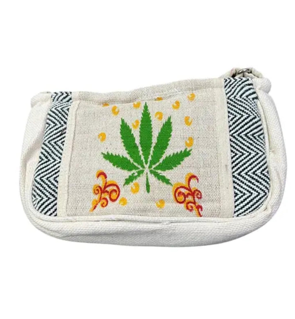 Handmade jute bag,Canvas Tote Bag with Leaf Print and Chevron Pattern, White and Black