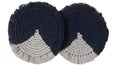 Handmade Round Macrame Coasters, Navy Blue and Grey, Set of 2, Boho Home Decor