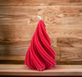 Decorative Red Pleated Christmas Tree Candle, Holiday Home Decor