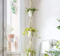 Macrame Plant Hangers Set with White Cotton Rope, Indoor Window Hanging Planters, Decorative Flower Pot Holders