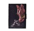 Gothic Angel Wing Journal with Lock, Black Leather Notebook with Pink Wings, Vintage Style Writing Diary