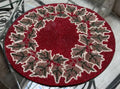 Beaded Placemat, Red with Leaf Design, Round, Handcrafted Glass Bead Table Mat, Holiday Theme
