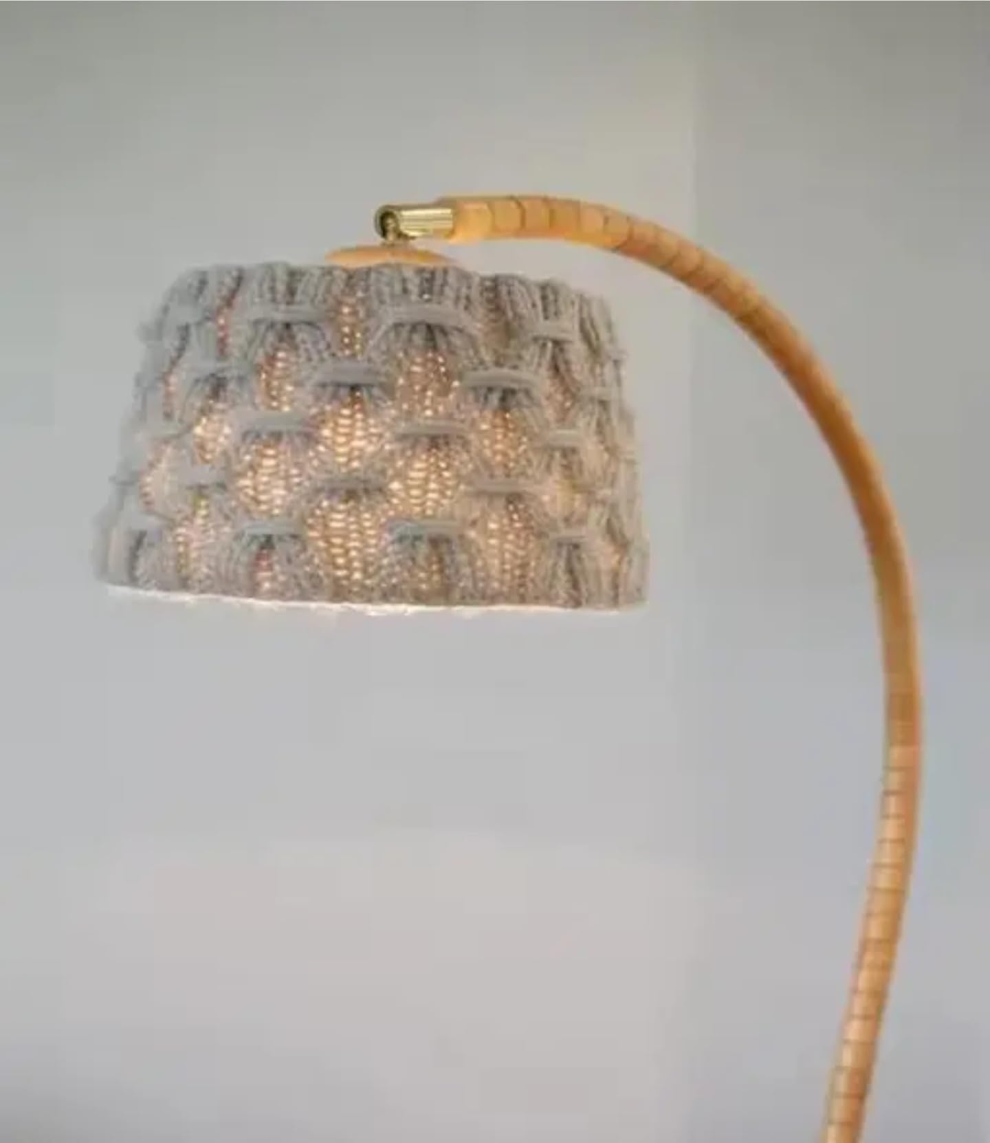Knitted Lampshade Floor Lamp with Curved Flexible Neck, Warm White Light, Modern Design