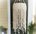 Macrame Lampshade, Beige, Handwoven Boho Style, Hanging Light Shade with Fringe