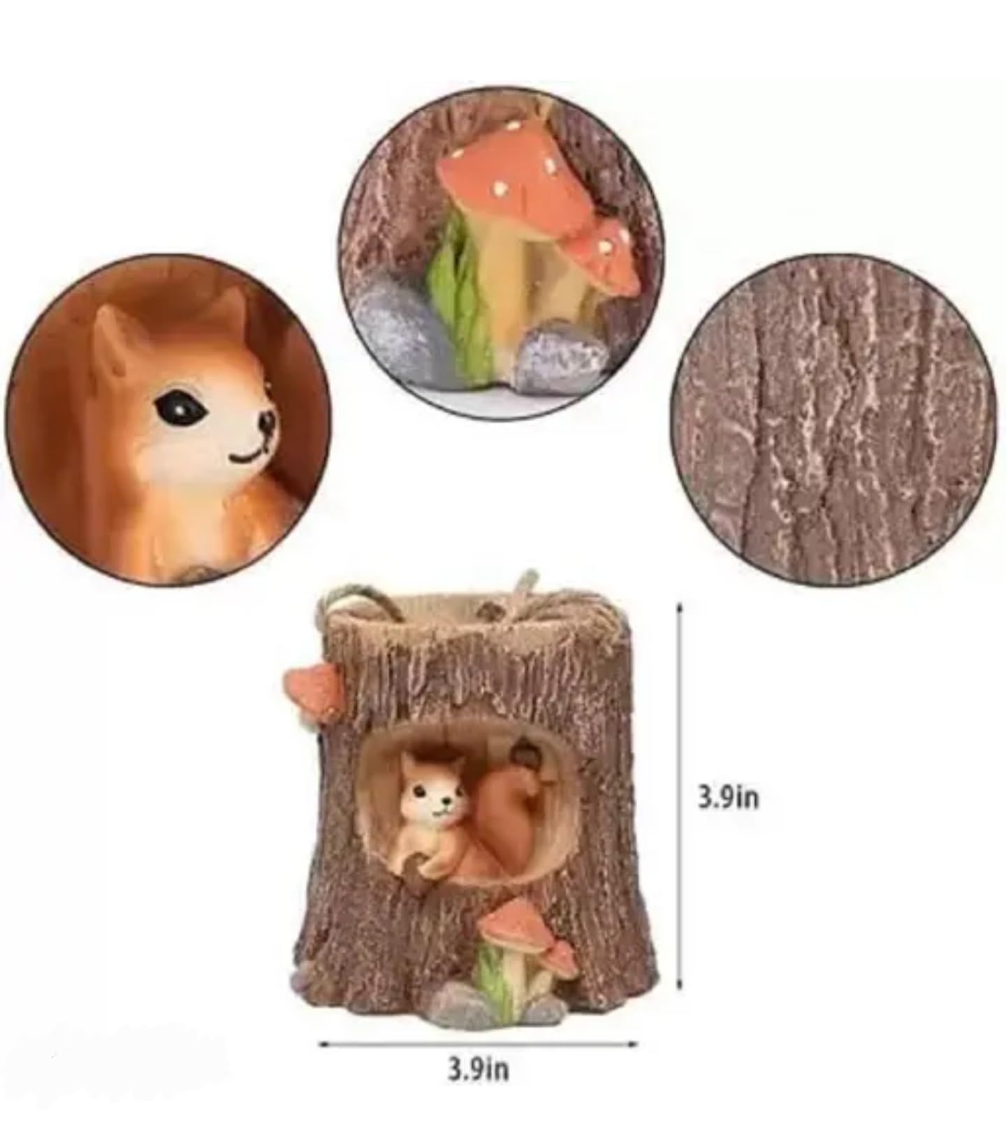 Woodland Forest Animal Succulent Planter Set, Decorative Tree Stump Design with Fox and Squirrel, Mini Garden Pots with Owl, 2 Piece