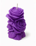 Rose Shaped Decorative Pillar Candle, Purple, Floral Sculpted Design, Home Decor