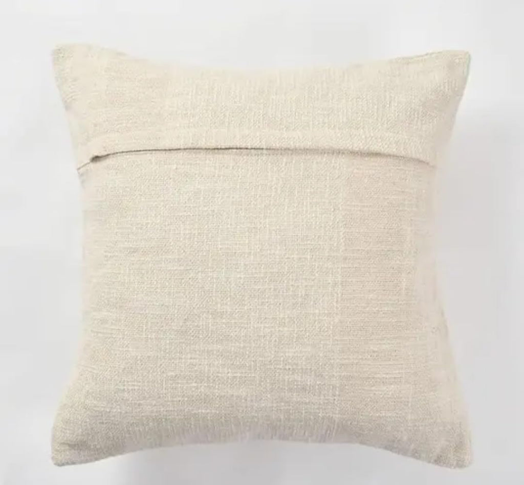 White Decorative Throw Pillow Cover with Textured Tufted Abstract Geometric Design, Boho Style