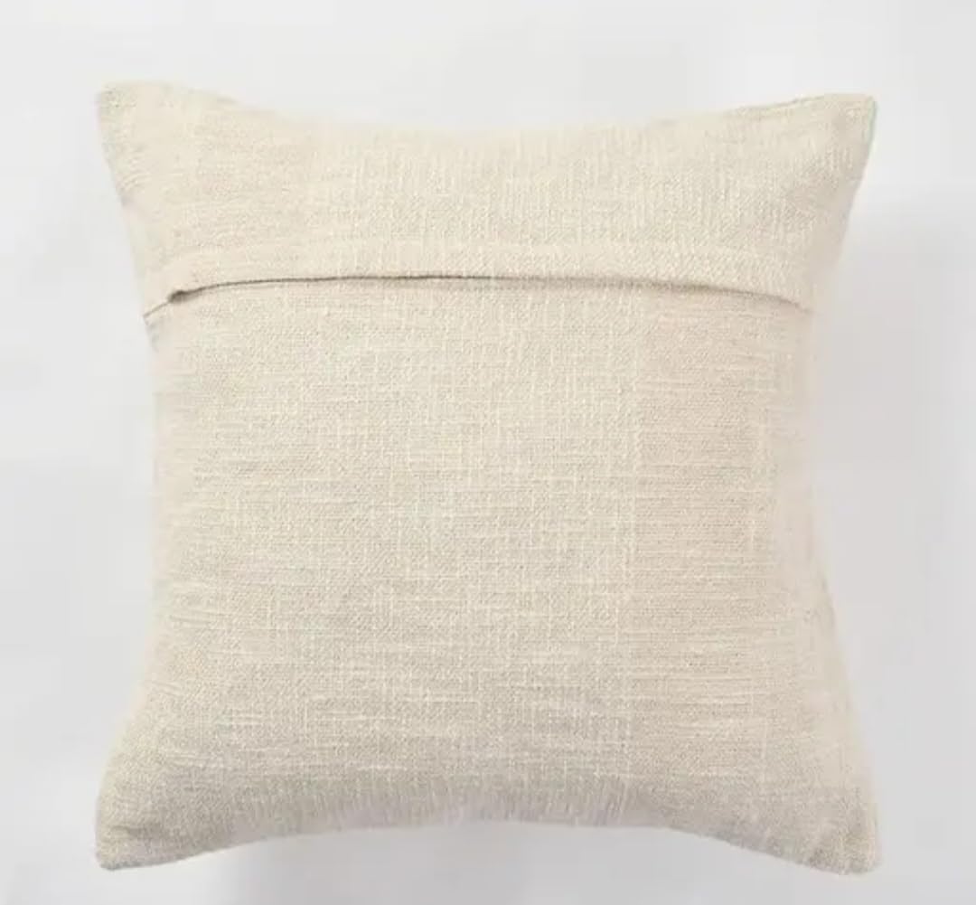 White Decorative Throw Pillow Cover with Textured Tufted Abstract Geometric Design, Boho Style