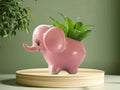 Cute Pink Ceramic Elephant Succulent Planter, Indoor Plant Pot with Decorative Design, Home Garden Decor
