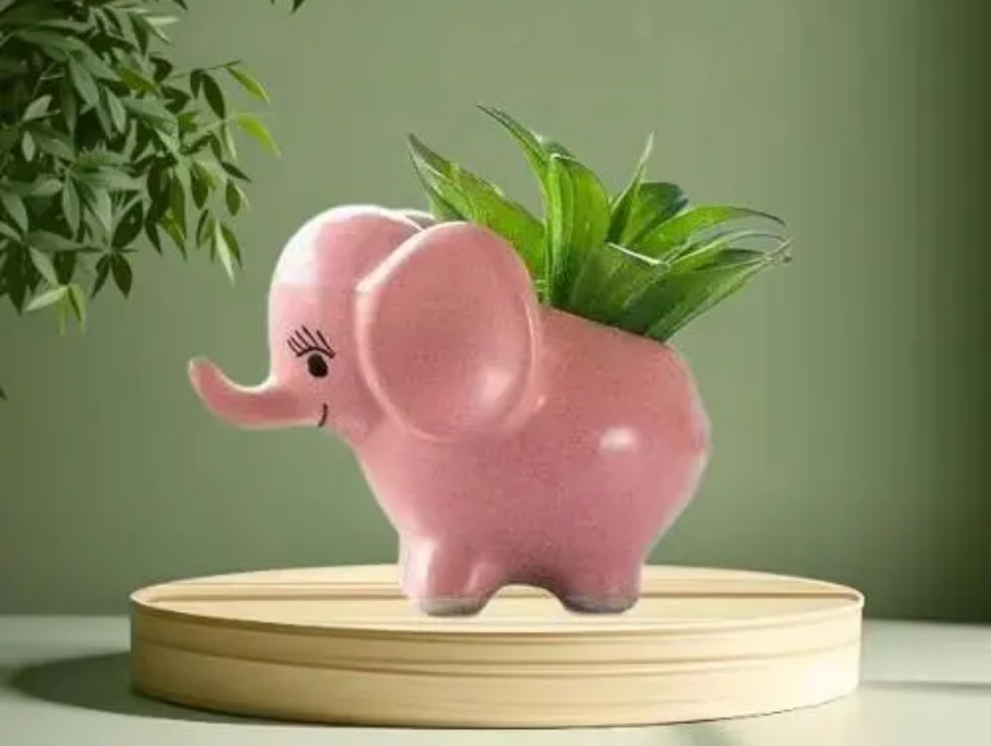 Cute Pink Ceramic Elephant Succulent Planter, Indoor Plant Pot with Decorative Design, Home Garden Decor