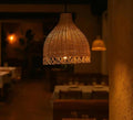Woven Rattan Pendant Light, Natural Brown, Handwoven Basket Shade, Bohemian Style, Hanging Ceiling Lamp