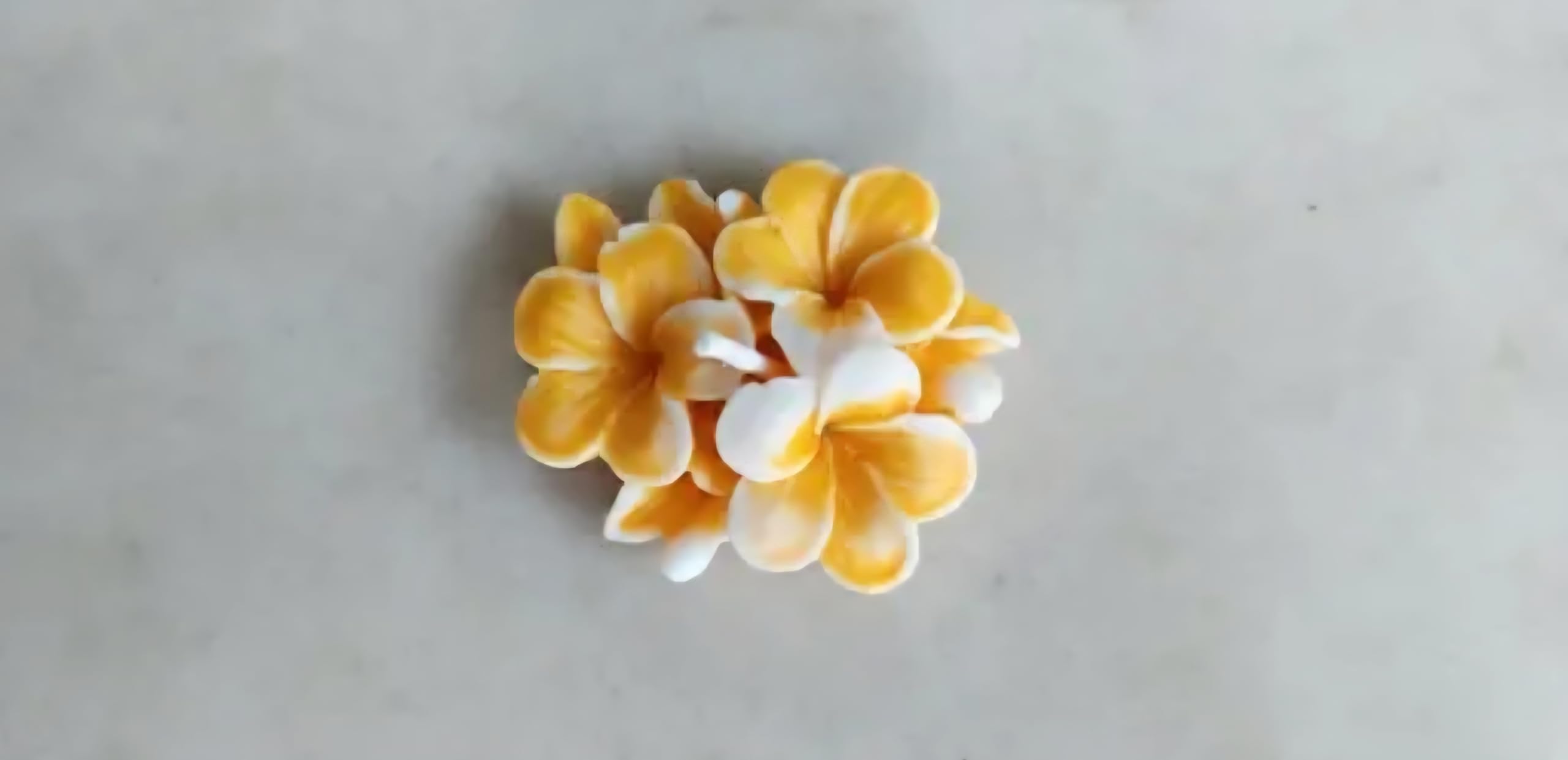 Plumeria Flower Candle, Yellow and White, Frangipani Floral Design, Set of 6