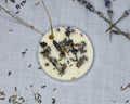 Handmade Botanical Soy Wax scented sachet Disc with Dried Lavender Flowers, White, Round, Decorative Scented Ornament for Home