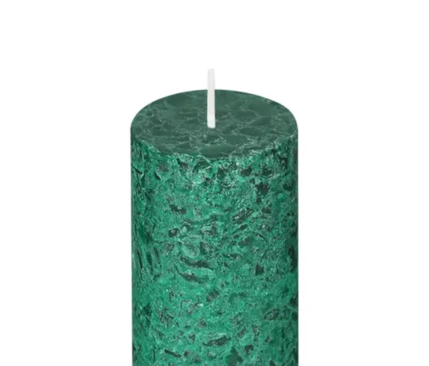 Rustic Pillar Candles, Green Marbled Texture, Set of 3, Various Heights