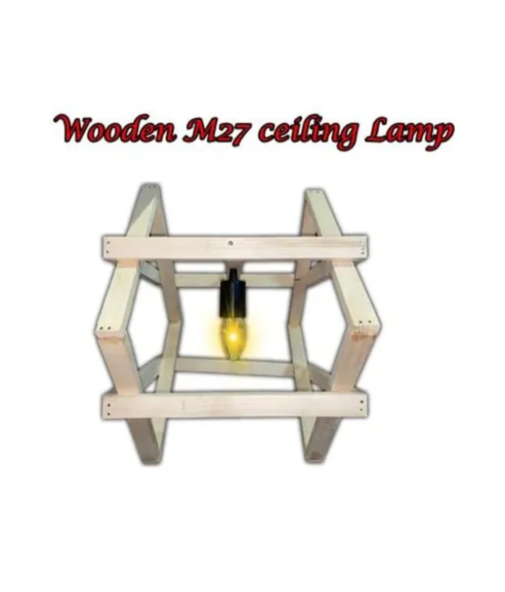 Wooden Geometric Pendant Light, Cube Design, Warm Glow, Modern Rustic Style, Ceiling Fixture