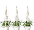 Macrame Plant Hanger Set of 3, Cotton Rope Hanging Planter, White, 91 cm Length