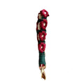Handmade Floral Key Chain, Red Crochet Flowers with Green Stem, Decorative Woven Lanyard