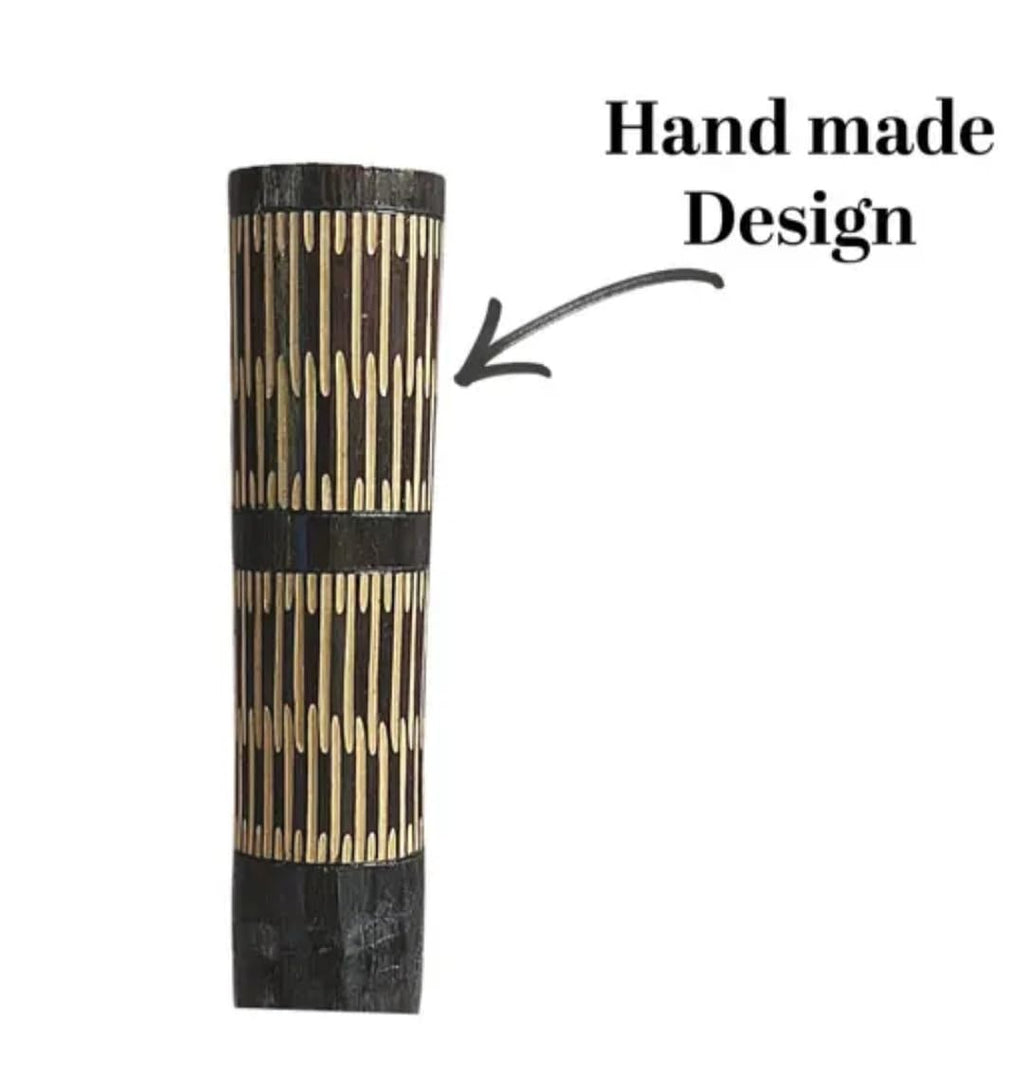 Bamboo Flower stand with Gold Tripod Stand, Black and Gold, Bohemian Style, Indoor Decor