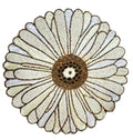 Beaded Daisy Floral Placemat, White and Gold, Sequin Embellished, Round Table Decor