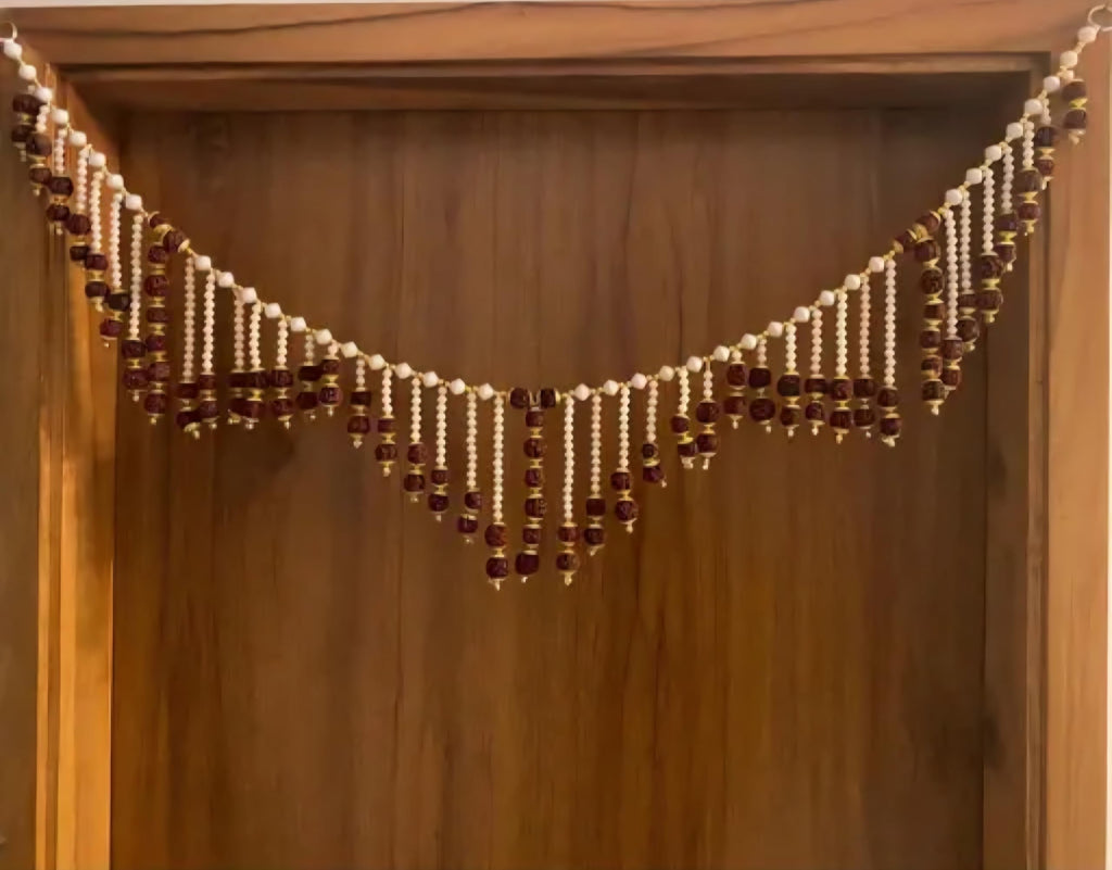 Rudraksha and Pearl Bead Toran, Door Hanging Garland, Traditional Indian Decor