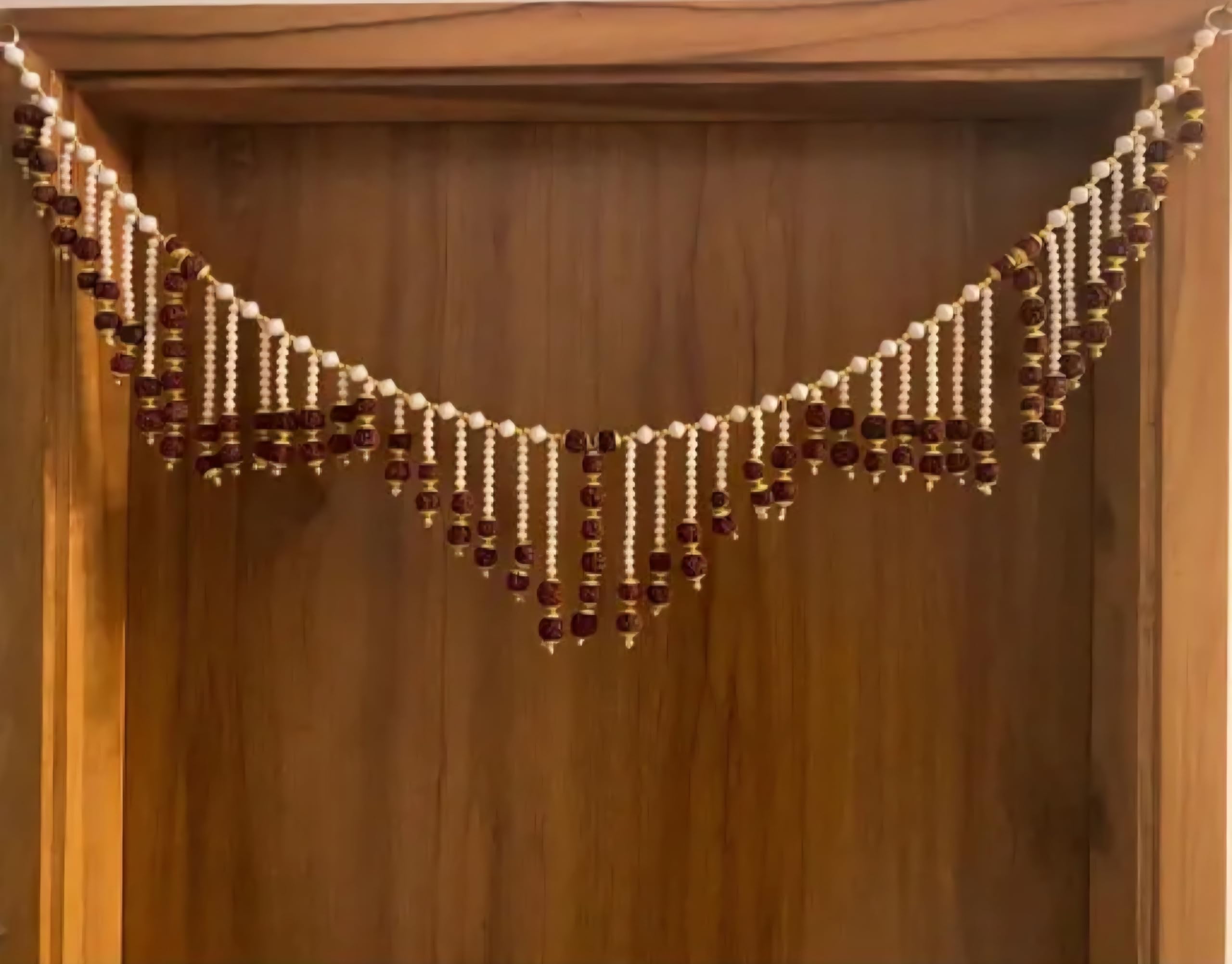 Rudraksha and Pearl Bead Toran, Door Hanging Garland, Traditional Indian Decor